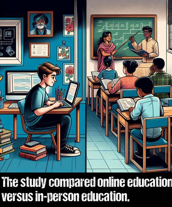 education: The study compared online education versus in-person education.