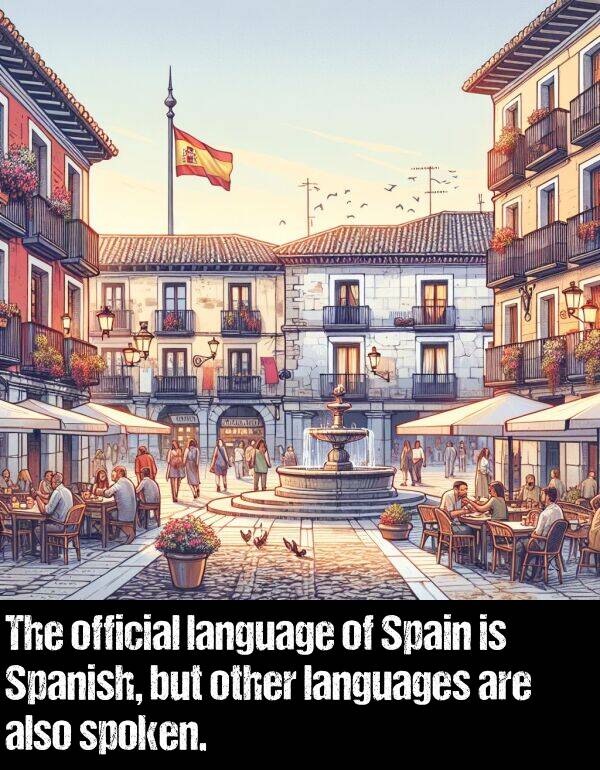 language: The official language of Spain is Spanish, but other languages are also spoken.