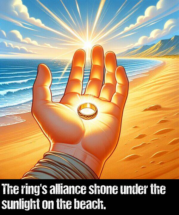 alliance: The ring's alliance shone under the sunlight on the beach.