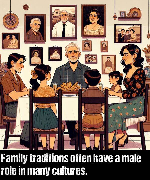 have: Family traditions often have a male role in many cultures.