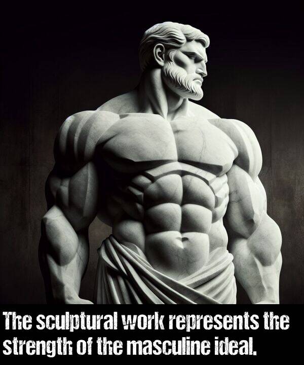 masculine: The sculptural work represents the strength of the masculine ideal.