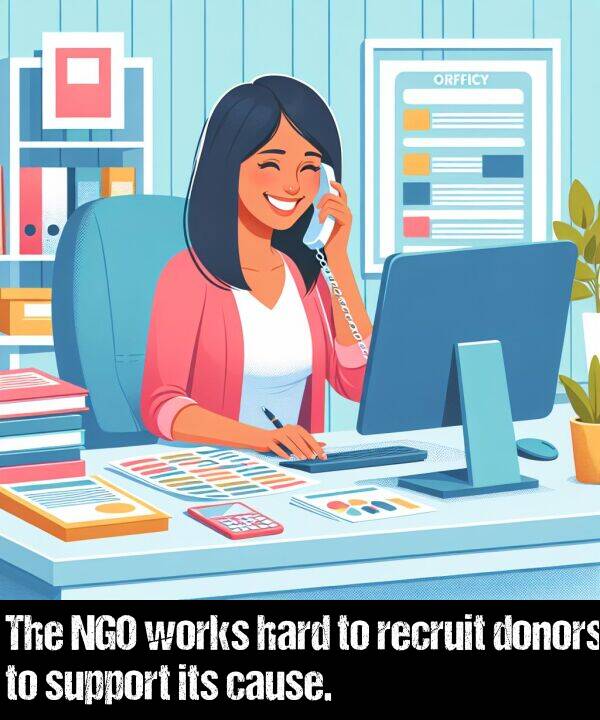 its: The NGO works hard to recruit donors to support its cause.