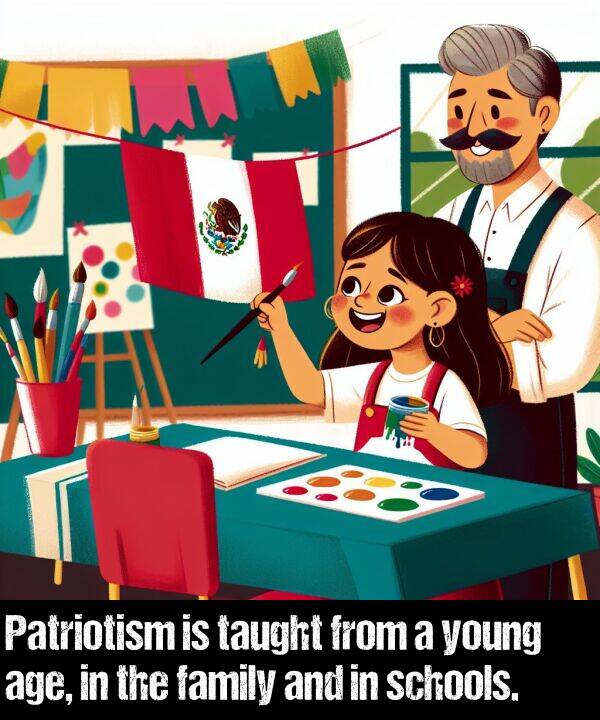 family: Patriotism is taught from a young age, in the family and in schools.