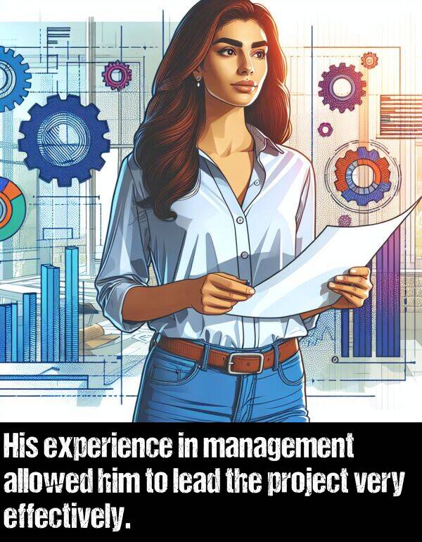 lead: His experience in management allowed him to lead the project very effectively.