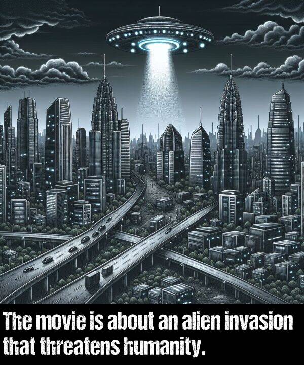 invasion: The movie is about an alien invasion that threatens humanity.