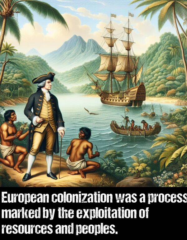 peoples: European colonization was a process marked by the exploitation of resources and peoples.