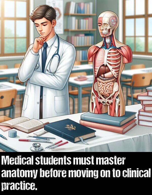 before: Medical students must master anatomy before moving on to clinical practice.