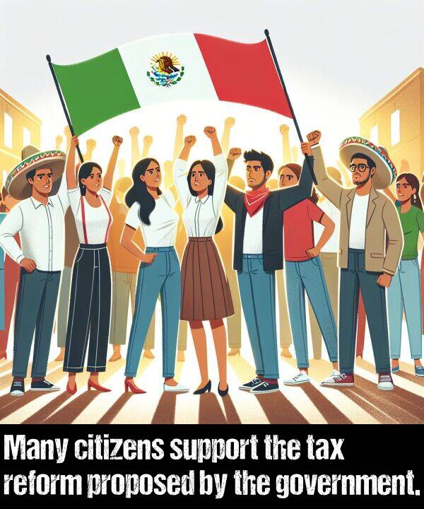 tax: Many citizens support the tax reform proposed by the government.