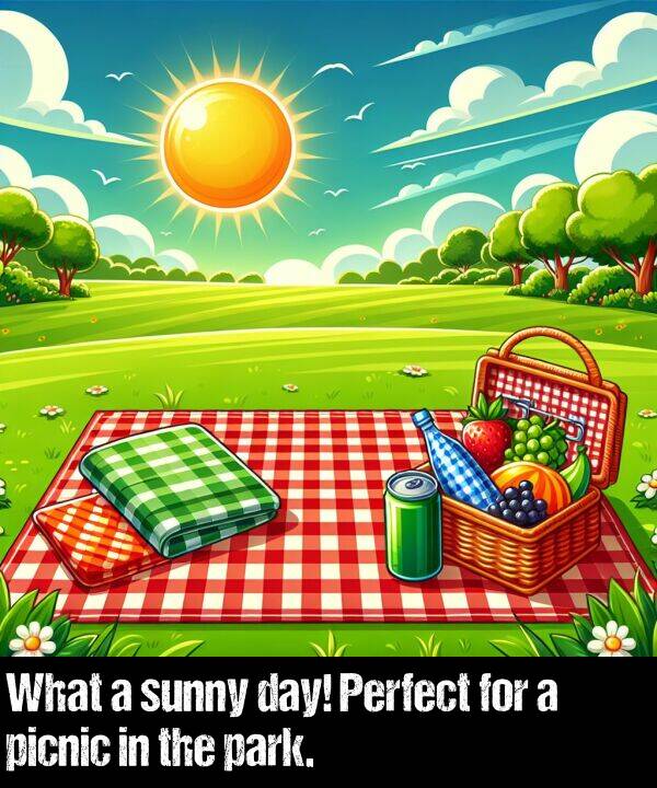 day: What a sunny day! Perfect for a picnic in the park.