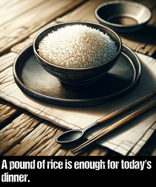 pound: A pound of rice is enough for today's dinner.