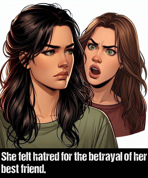 best: She felt hatred for the betrayal of her best friend.