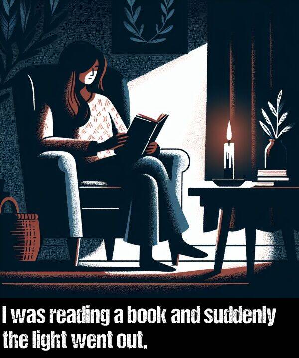 book: I was reading a book and suddenly the light went out.