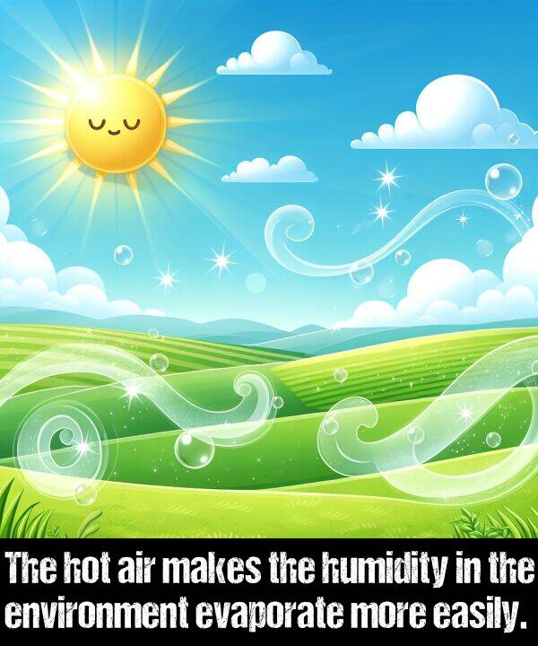 environment: The hot air makes the humidity in the environment evaporate more easily.