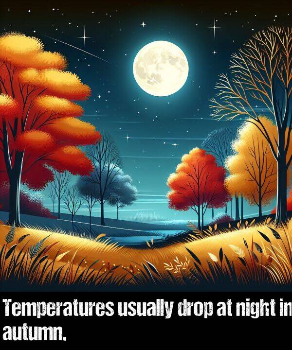 usually: Temperatures usually drop at night in autumn.