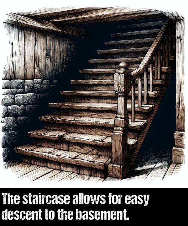 basement: The staircase allows for easy descent to the basement.