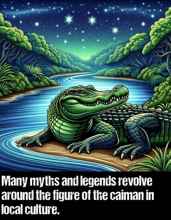 figure: Many myths and legends revolve around the figure of the caiman in local culture.