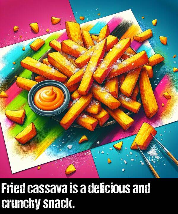 snack: Fried cassava is a delicious and crunchy snack.