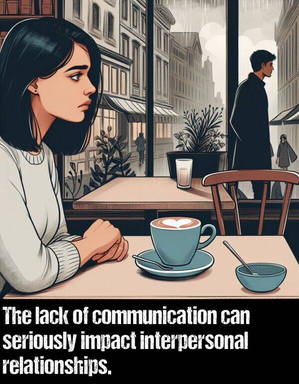 impact: The lack of communication can seriously impact interpersonal relationships.