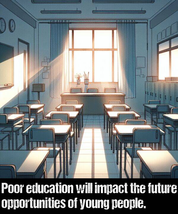 impact: Poor education will impact the future opportunities of young people.