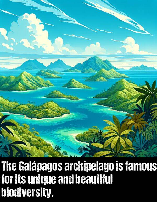 biodiversity: The Galápagos archipelago is famous for its unique and beautiful biodiversity.