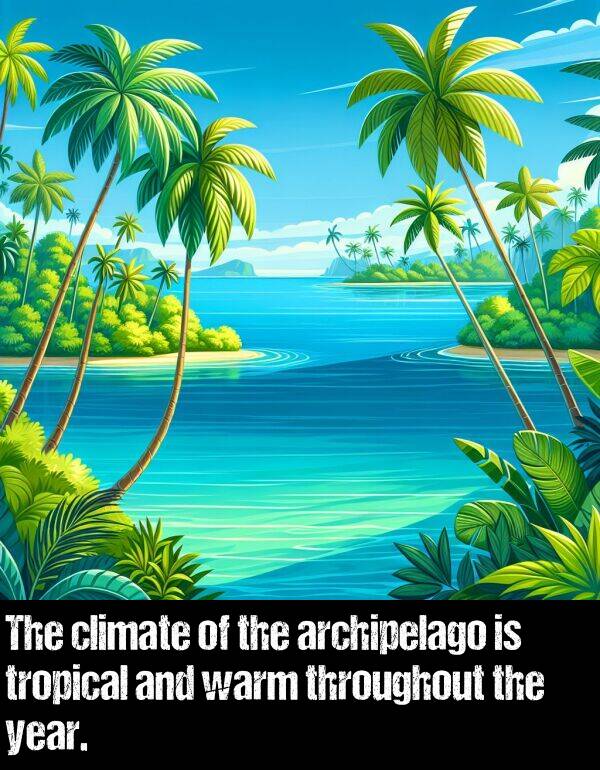 year: The climate of the archipelago is tropical and warm throughout the year.