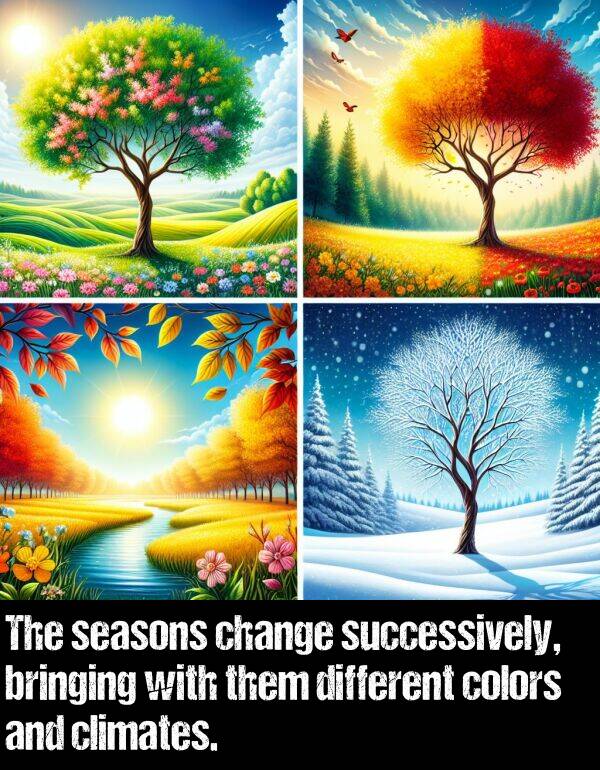 different: The seasons change successively, bringing with them different colors and climates.