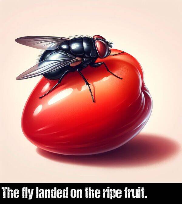 the: The fly landed on the ripe fruit.