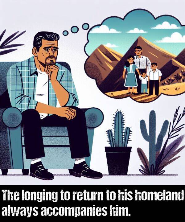 homeland: The longing to return to his homeland always accompanies him.