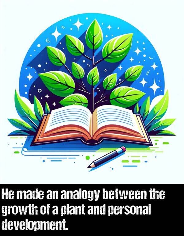 analogy: He made an analogy between the growth of a plant and personal development.