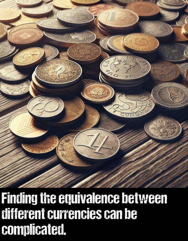 different: Finding the equivalence between different currencies can be complicated.