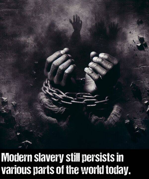 persists: Modern slavery still persists in various parts of the world today.