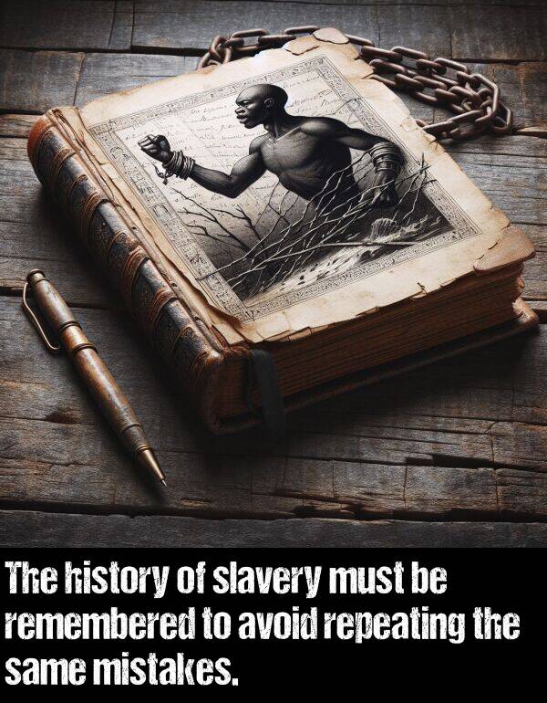 history: The history of slavery must be remembered to avoid repeating the same mistakes.