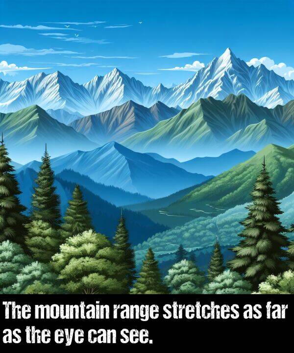 see: The mountain range stretches as far as the eye can see.