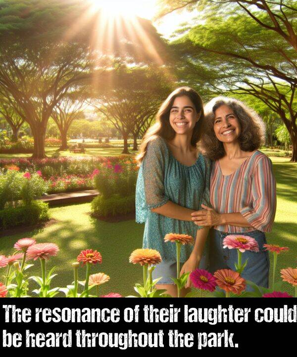 their: The resonance of their laughter could be heard throughout the park.