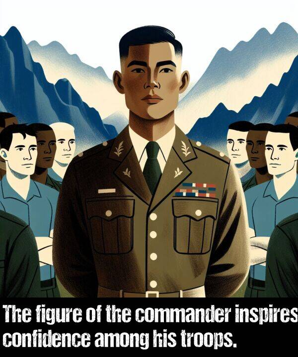 inspires: The figure of the commander inspires confidence among his troops.