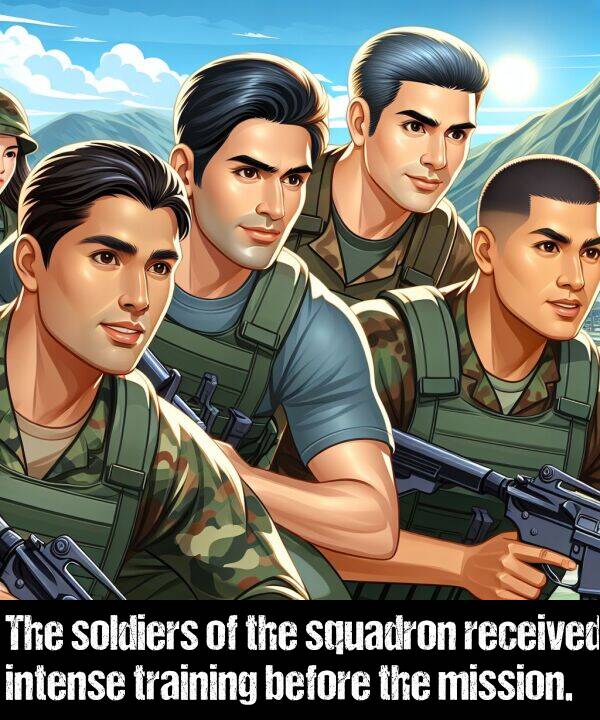 before: The soldiers of the squadron received intense training before the mission.