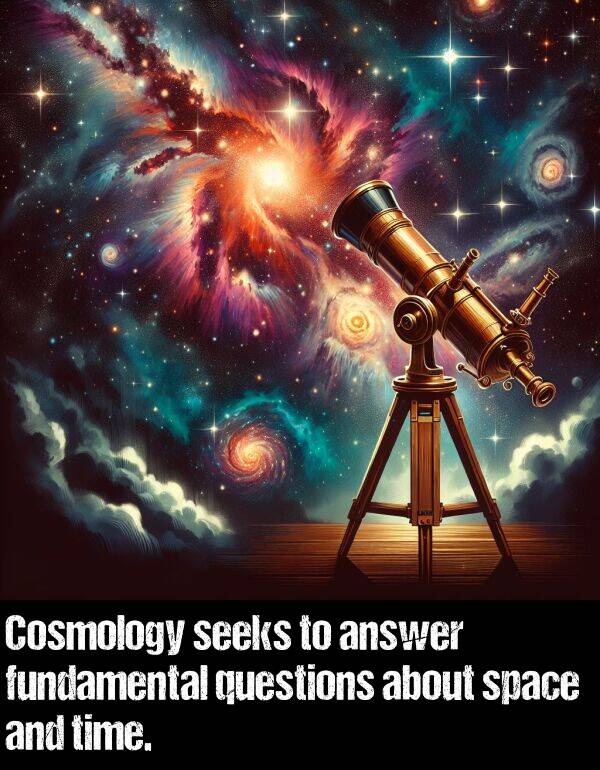 about: Cosmology seeks to answer fundamental questions about space and time.