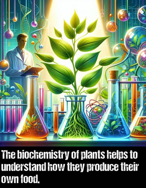 biochemistry: The biochemistry of plants helps to understand how they produce their own food.