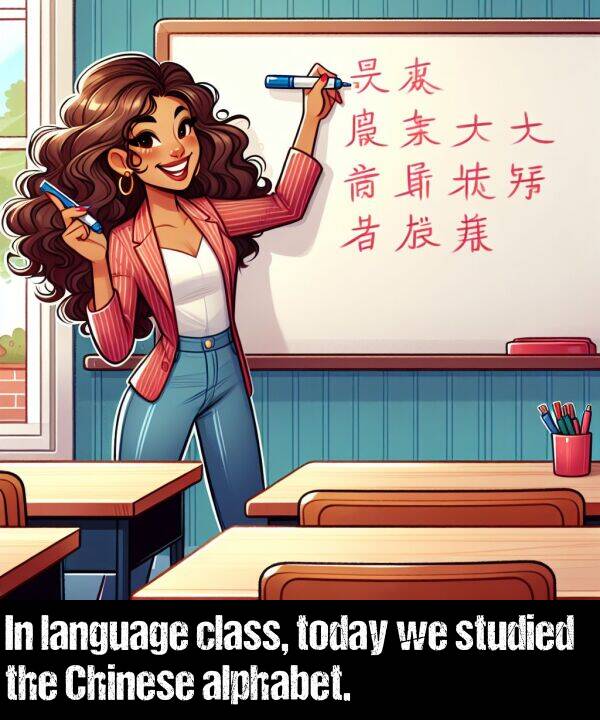 language: In language class, today we studied the Chinese alphabet.