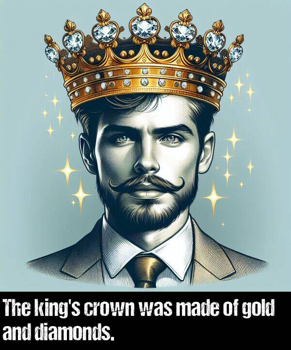 gold: The king's crown was made of gold and diamonds.