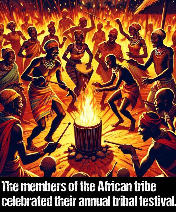 tribe: The members of the African tribe celebrated their annual tribal festival.