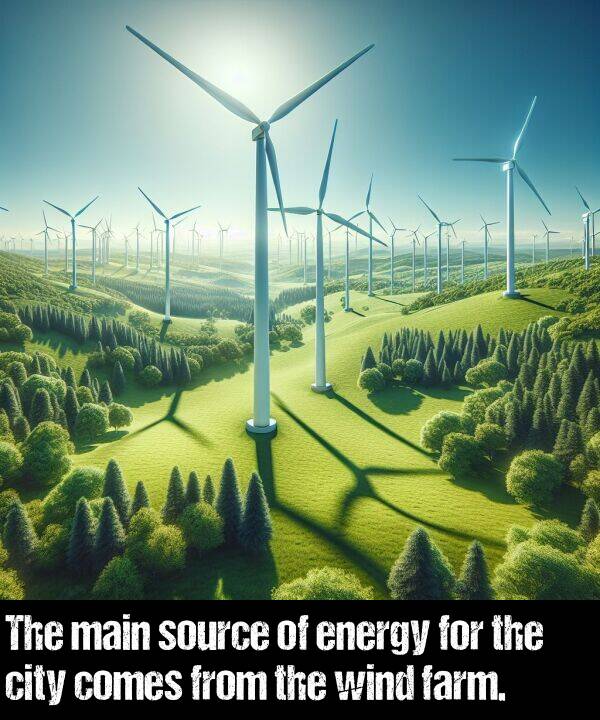 energy: The main source of energy for the city comes from the wind farm.