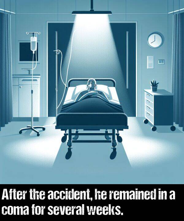 coma: After the accident, he remained in a coma for several weeks.