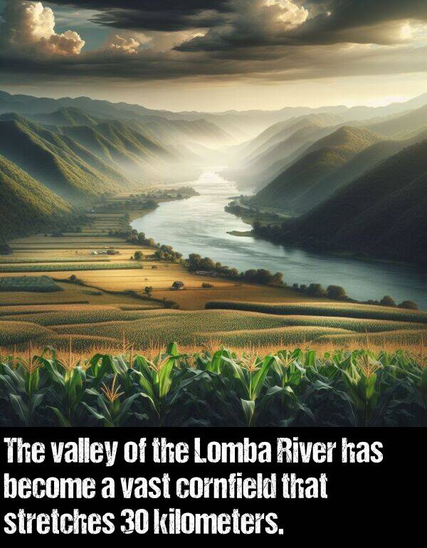 cornfield: The valley of the Lomba River has become a vast cornfield that stretches 30 kilometers.