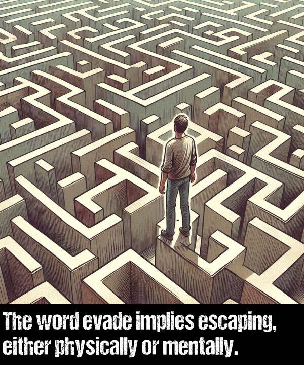 mentally: The word evade implies escaping, either physically or mentally.