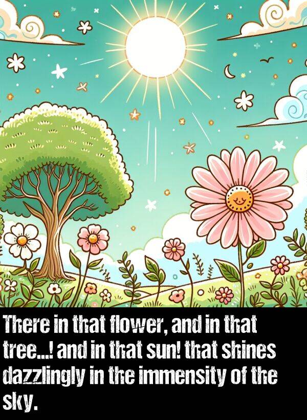 shines: There in that flower, and in that tree...! and in that sun! that shines dazzlingly in the immensity of the sky.