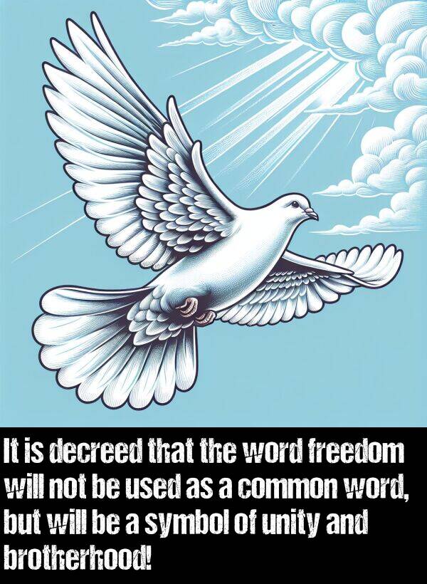 brotherhood: It is decreed that the word freedom will not be used as a common word, but will be a symbol of unity and brotherhood!