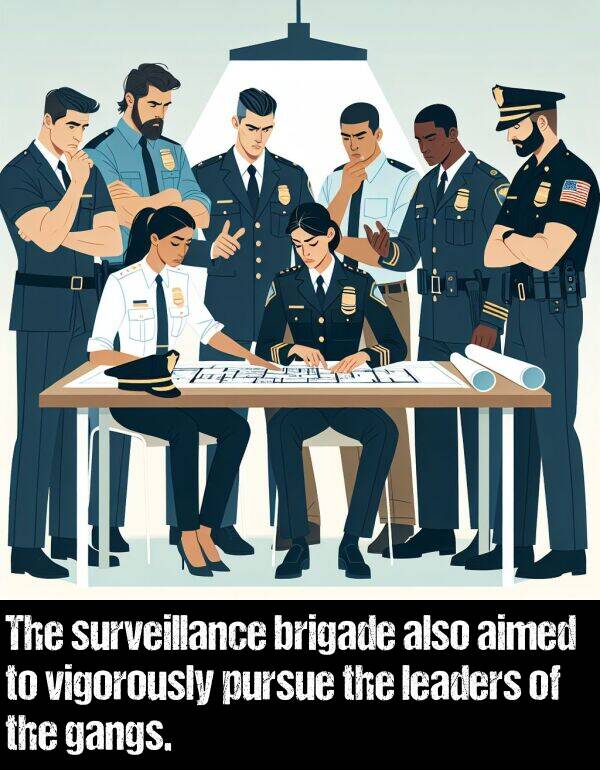 leaders: The surveillance brigade also aimed to vigorously pursue the leaders of the gangs.