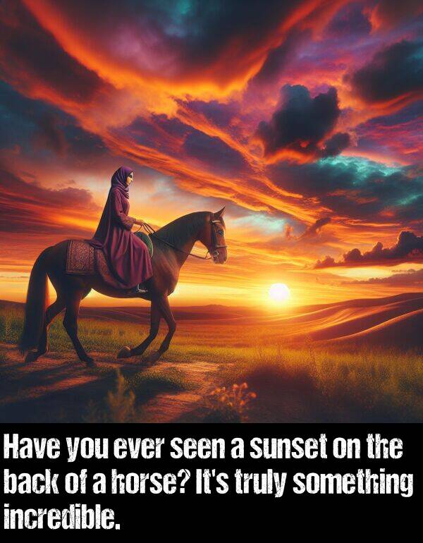 back: Have you ever seen a sunset on the back of a horse? It's truly something incredible.