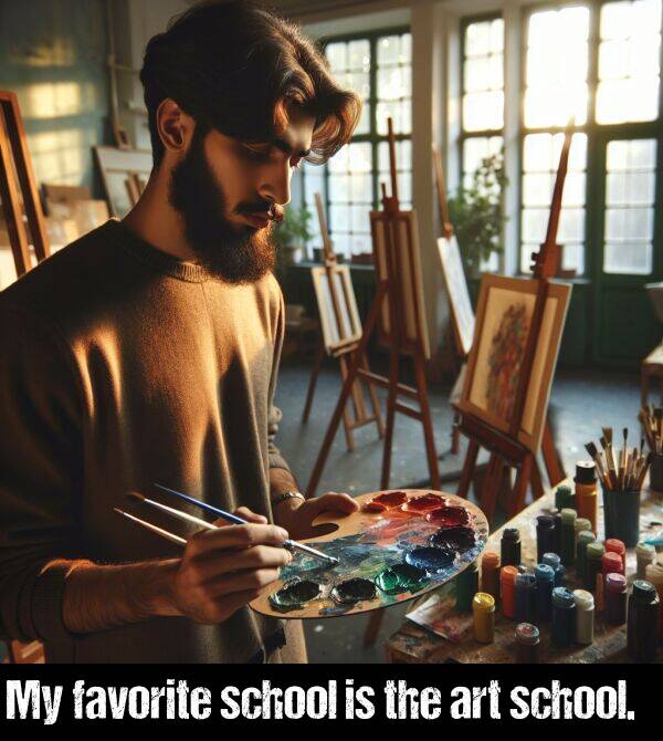 the: My favorite school is the art school.